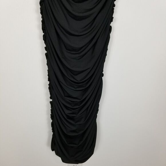 AFRM Women Hazel Ruched Bodycon Midi Dress Size XL Black Party Sleeveless - Picture 4 of 7